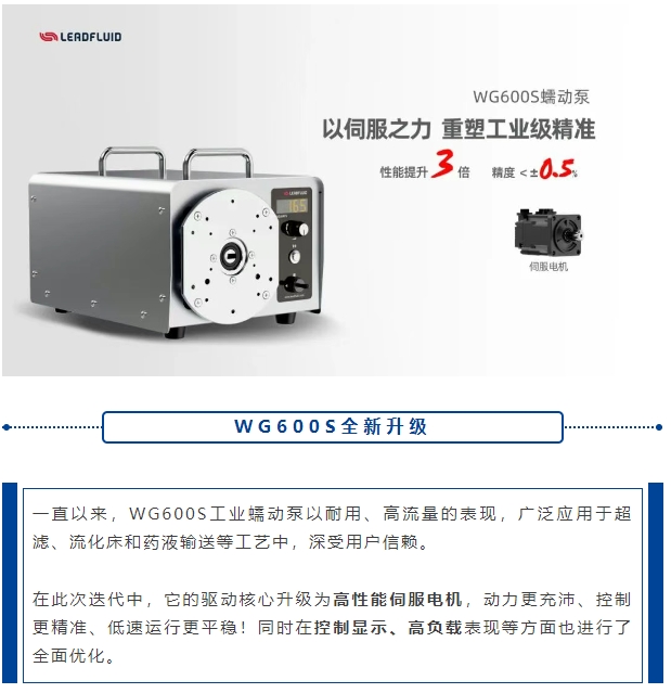 动能更强、精度更高、流量更宽｜WG600S工业蠕动泵全新升级